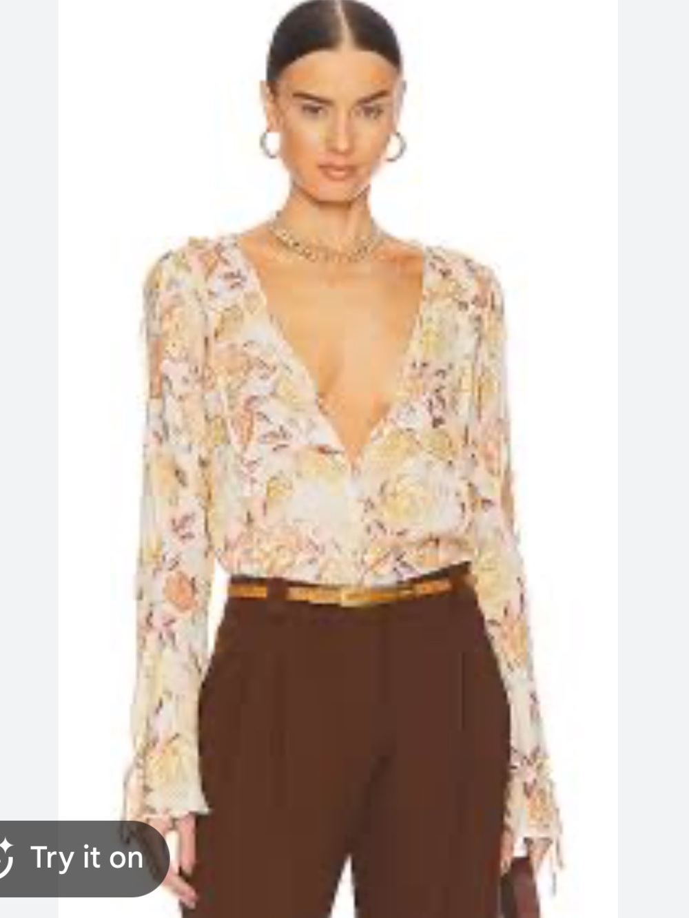 Free People Everything's RosyFloral V-Neck Lace Tea Combo Bodysuit XS